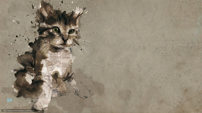 Kitten in Watercolor — Brown