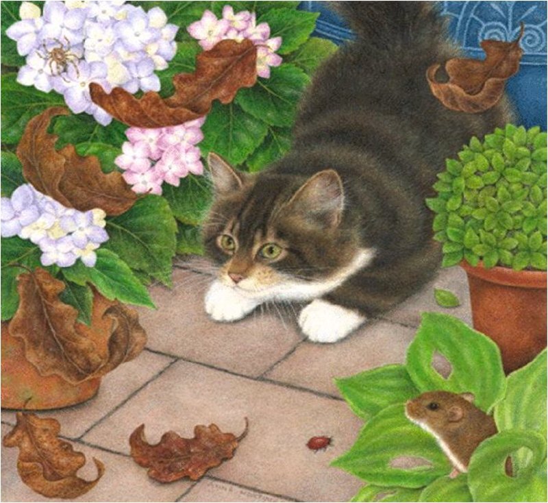 Kitten Near Flowers