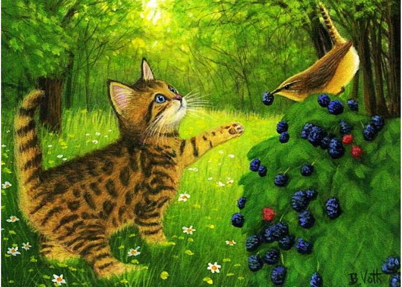 Kitten Reaching for Berries
