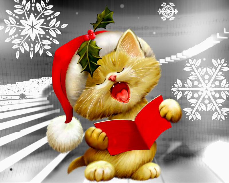 Kitten Singing Carols