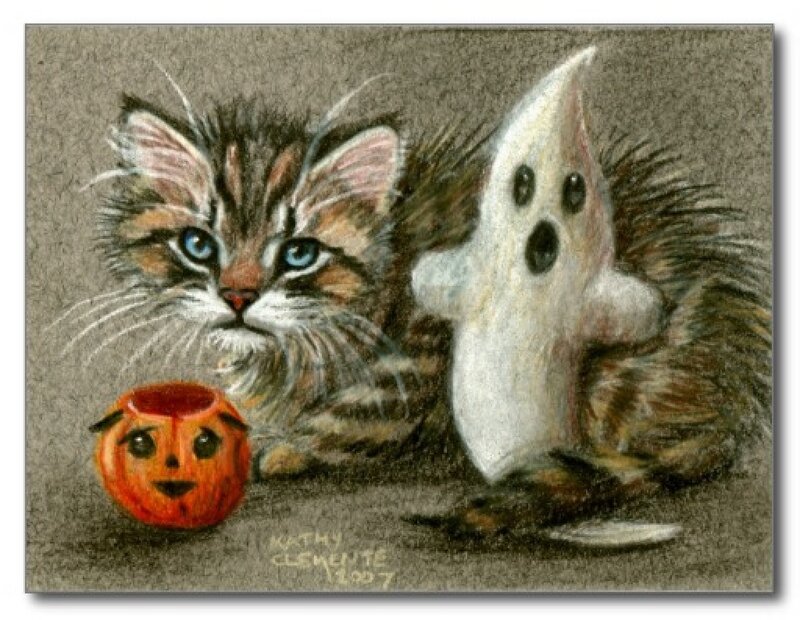 Kitten with Ghost Costume