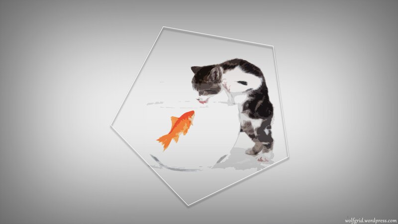 Kitten with Goldfish — Gray, Calm