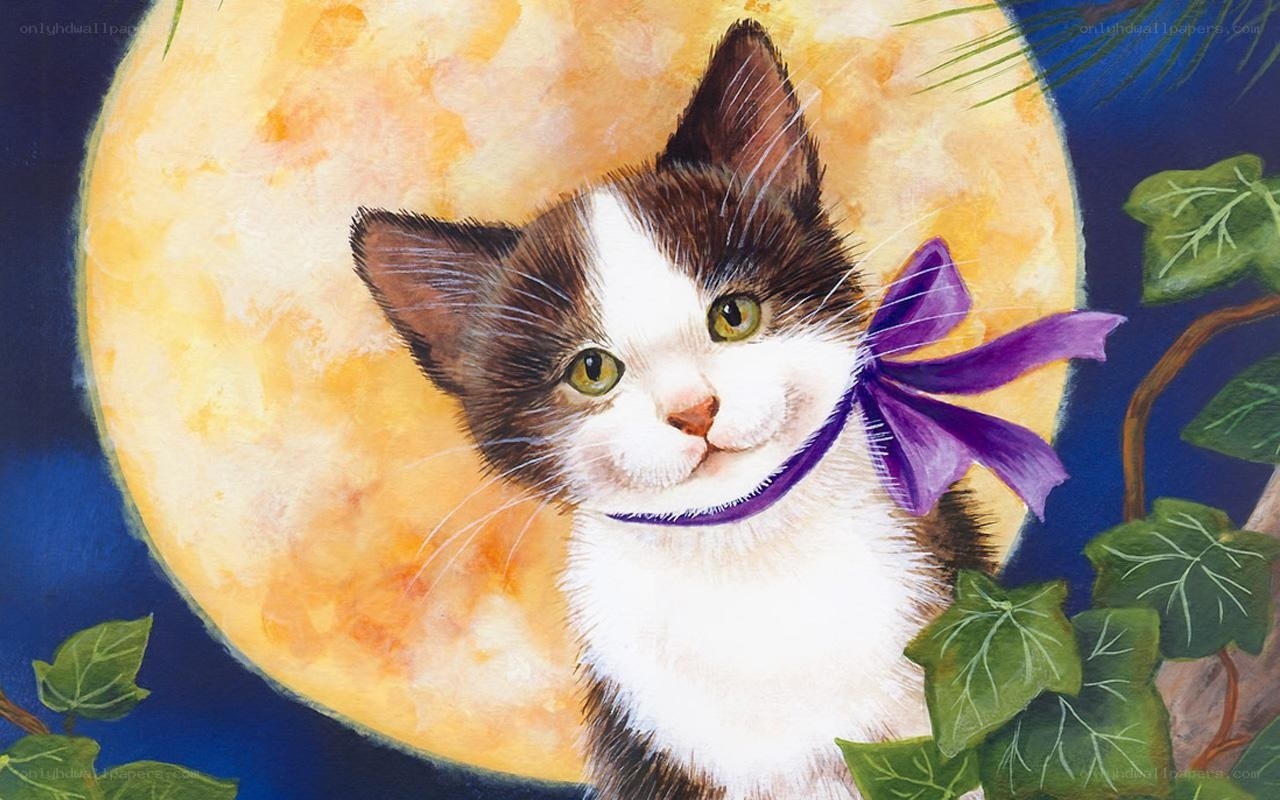 kitten with purple bow