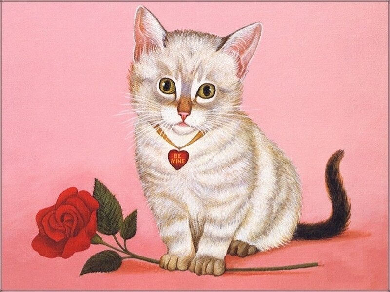 Kitten with Rose