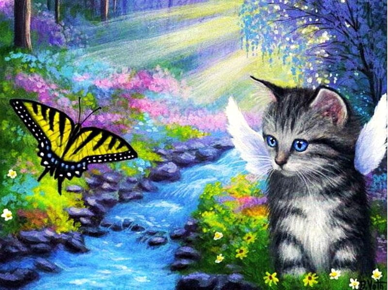 Kitten with Wings — Blue
