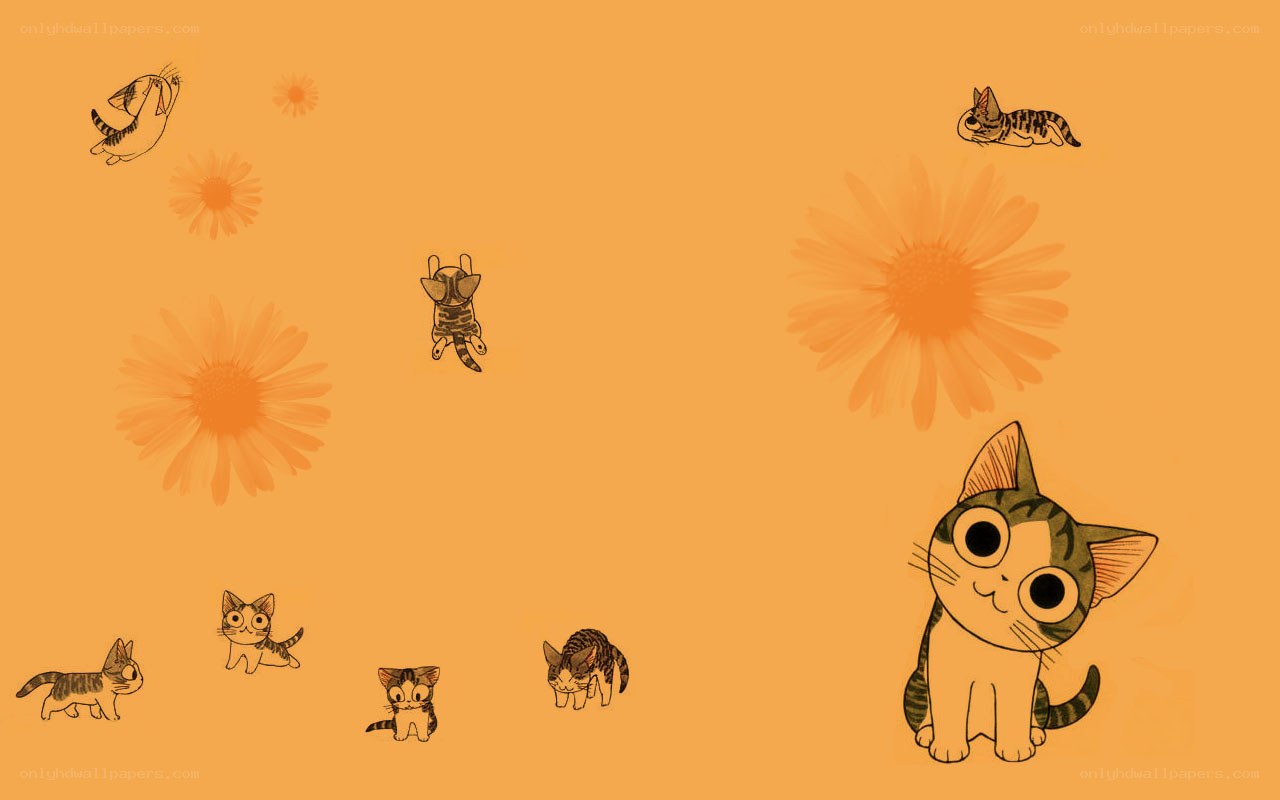 kittens and flowers illustration