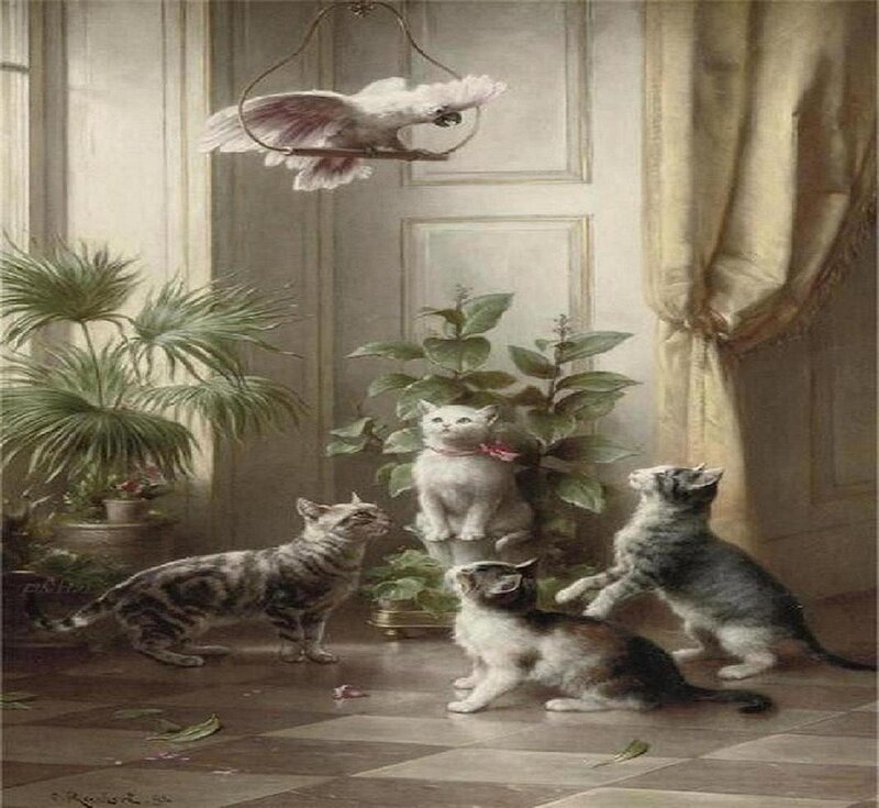 Kittens Chasing Bird