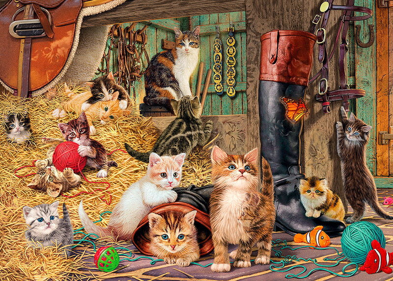 Kittens in a Barn