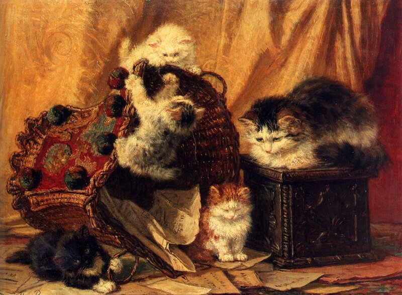 Kittens in a Basket — Brown, Calm