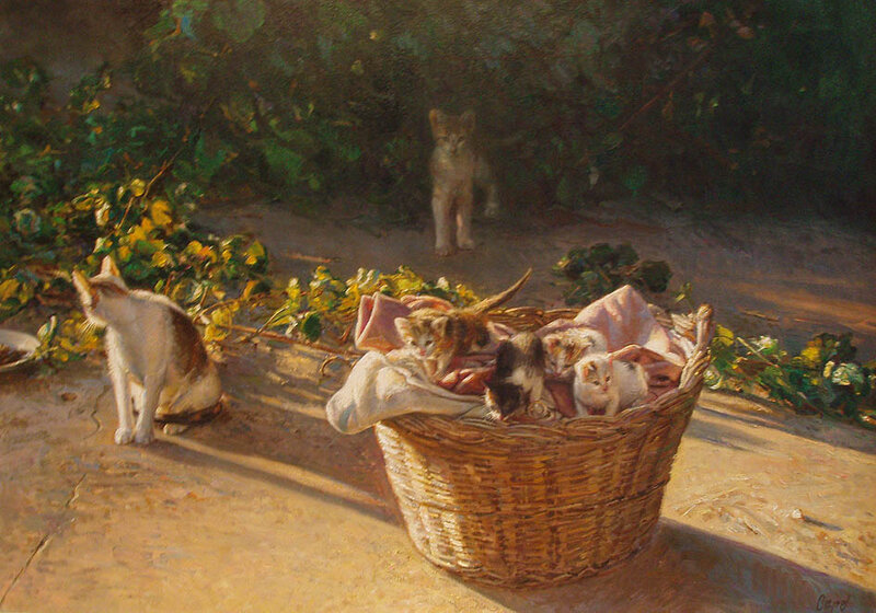 Kittens in a Basket — Brown, Serene