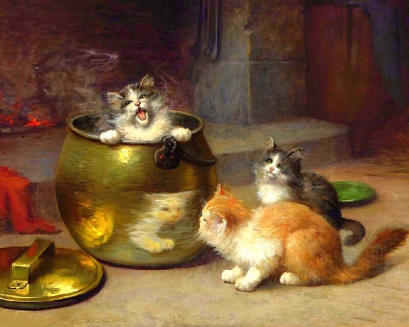 Kittens in a Pot — Gold
