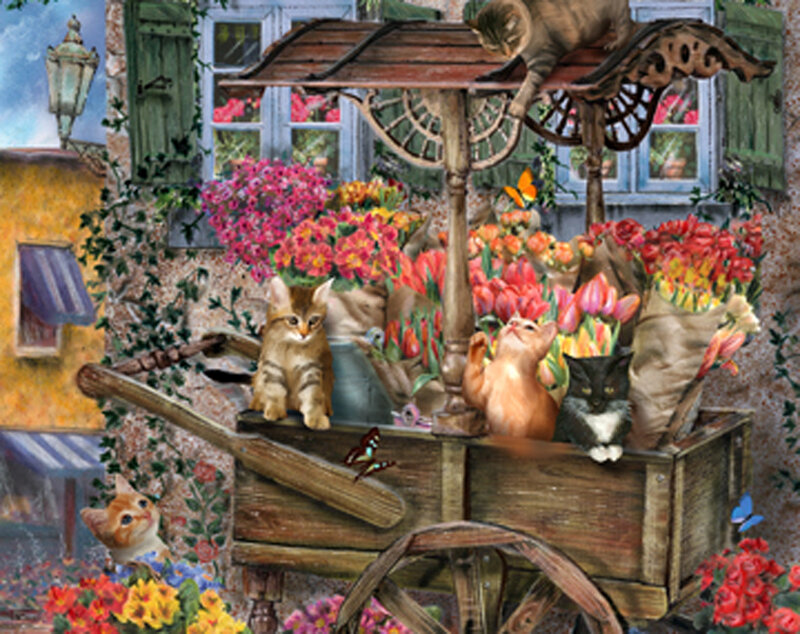 Kittens in Flower Cart