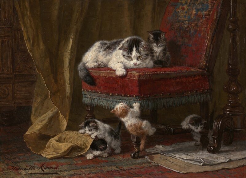 Kittens on a Chair — Red