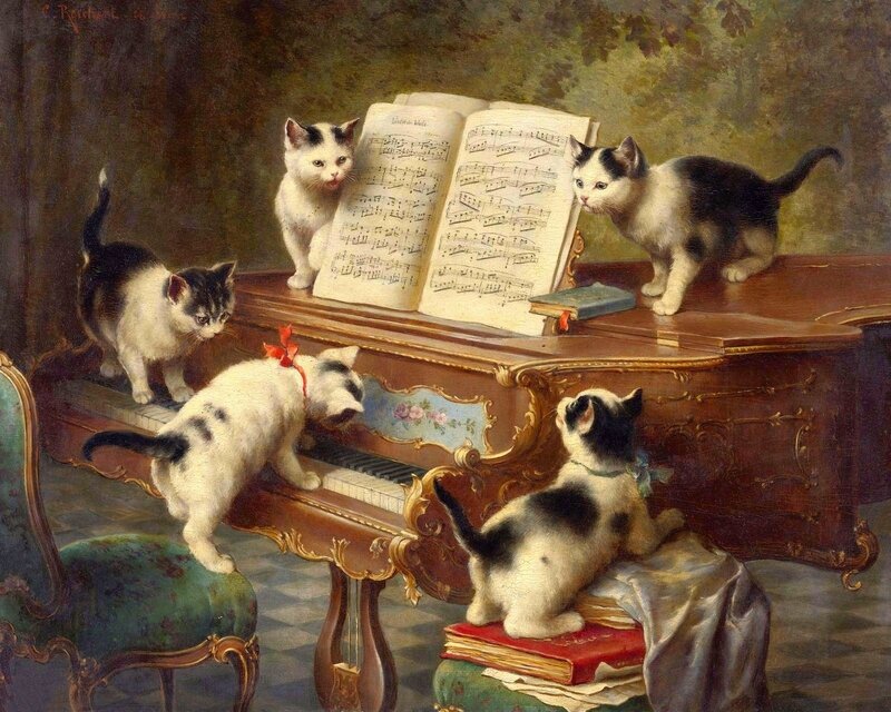 Kittens on Piano — Brown