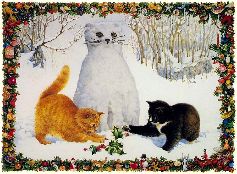 Kittens Playing in Snow