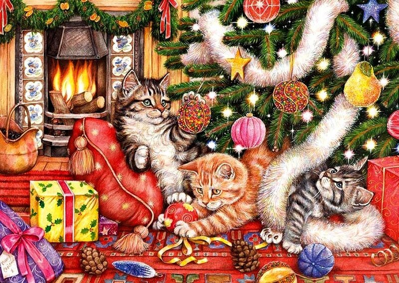 Kittens Playing Near Tree
