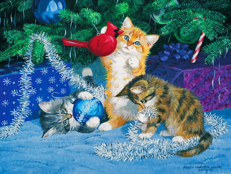 Kittens Playing under Tree