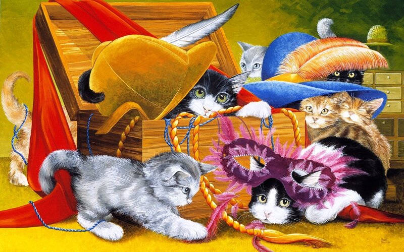 Kittens with Hats and Masks