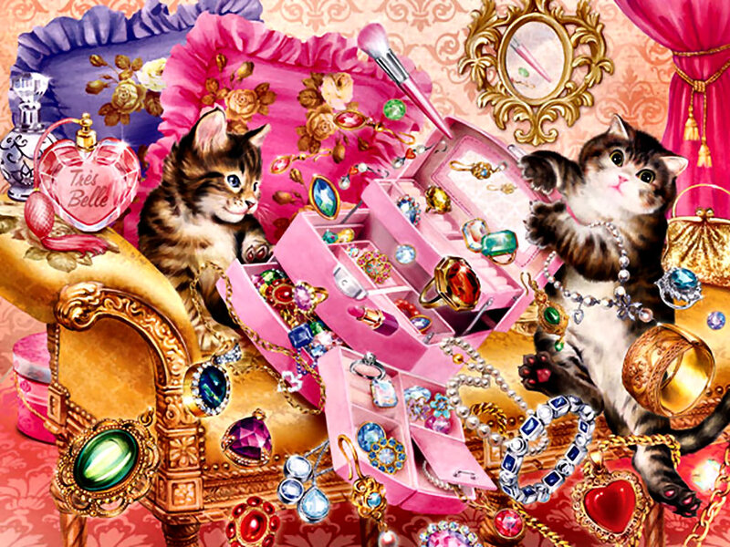 Kittens with Jewelry — Pink