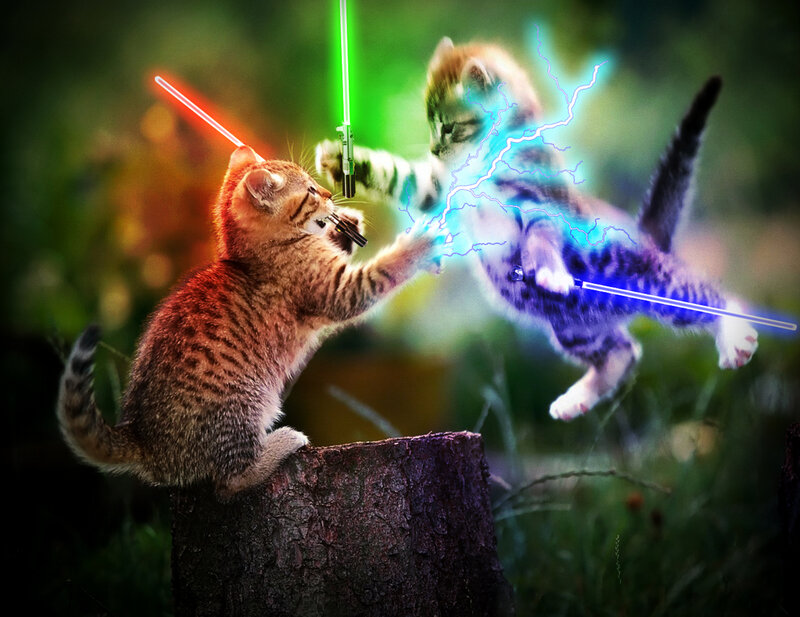 Kittens with Lightsabers — Green