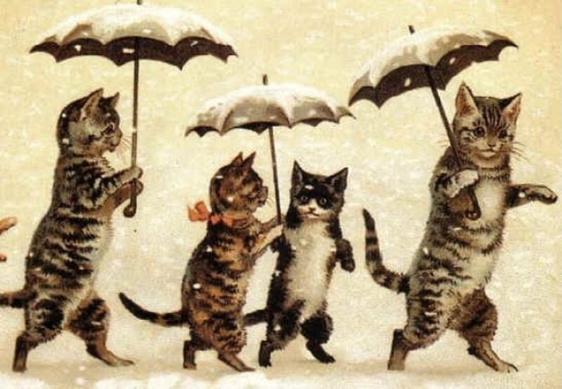 Kittens with Umbrellas