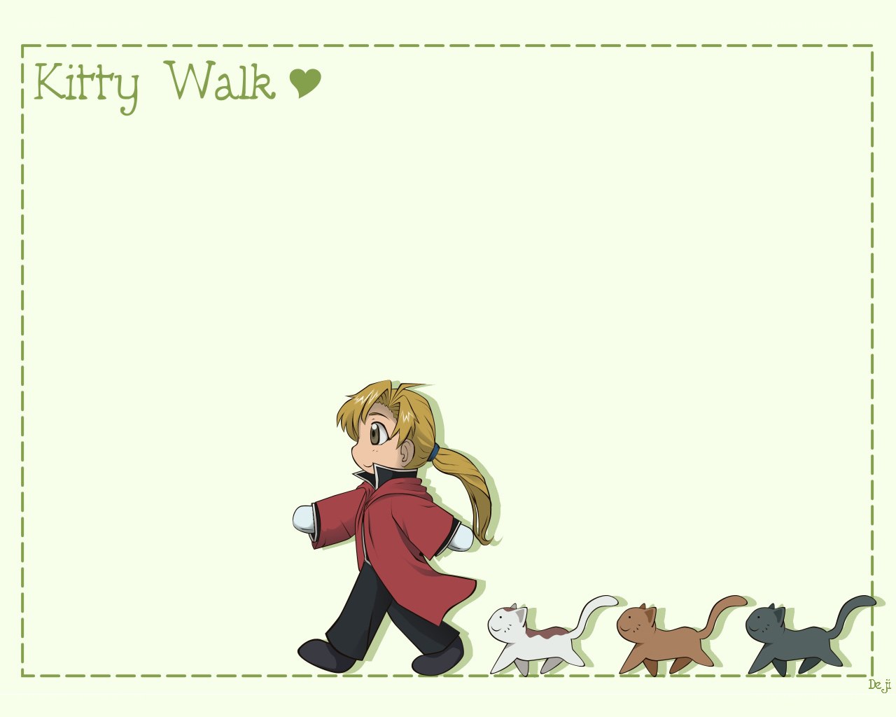 kitty walk with anime character