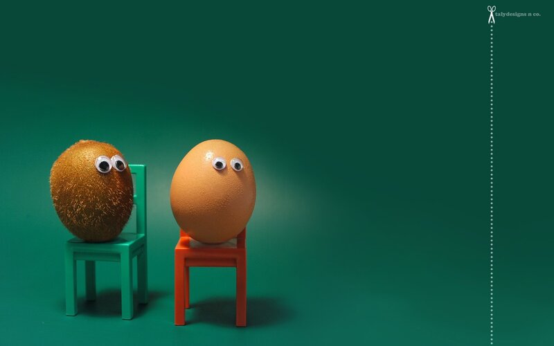 kiwi and egg with googly eyes