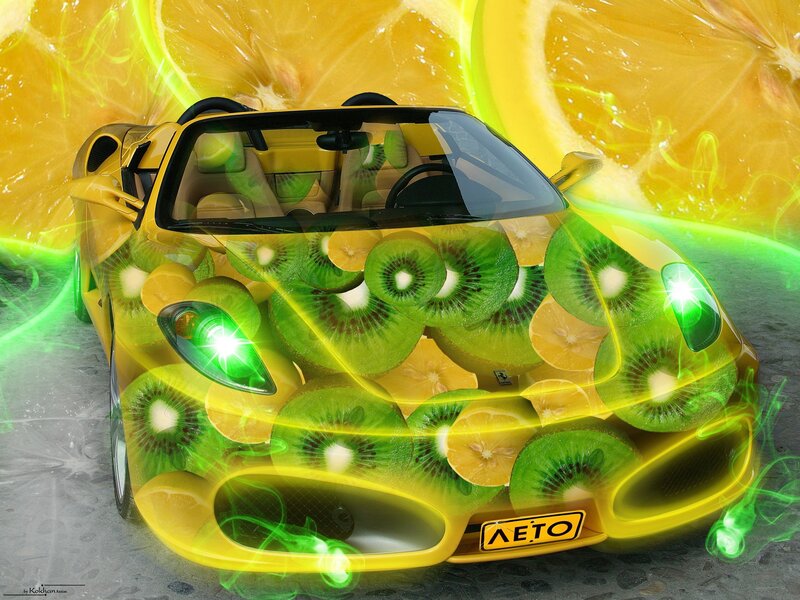 kiwi and lemon car art