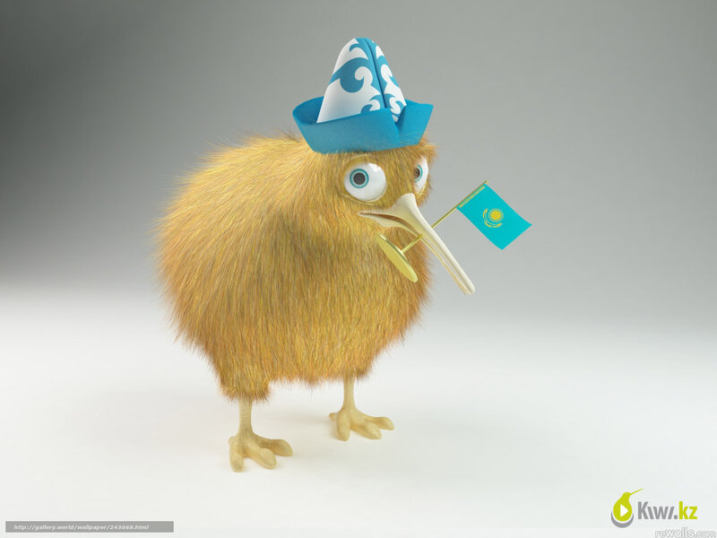 kiwi bird with flag