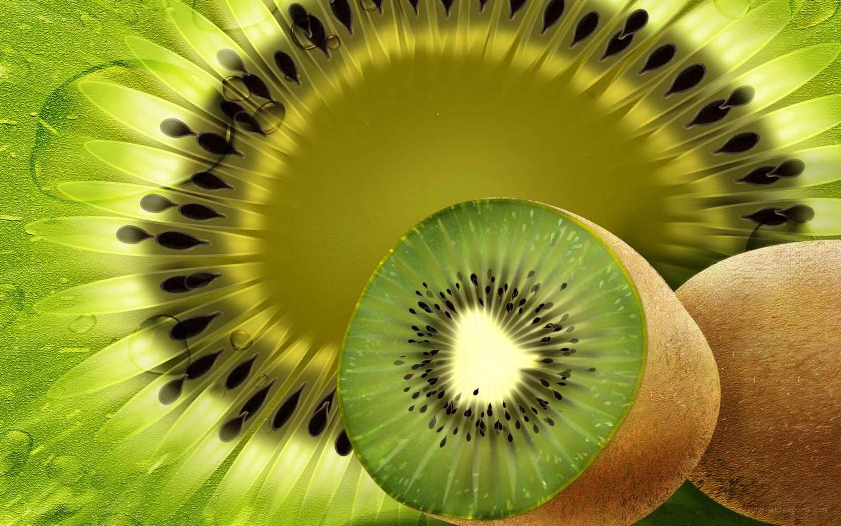 Kiwi fruit slice with radiant background