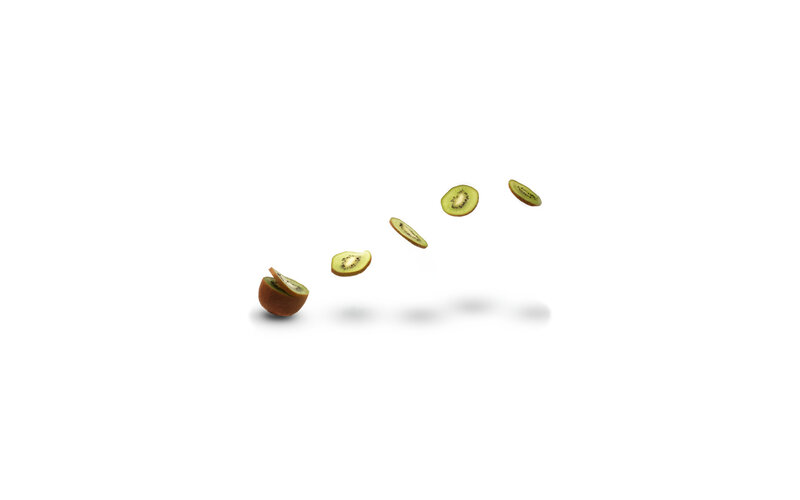 kiwi slices in motion