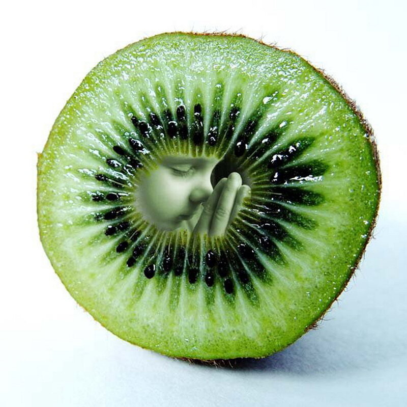kiwi with face inside