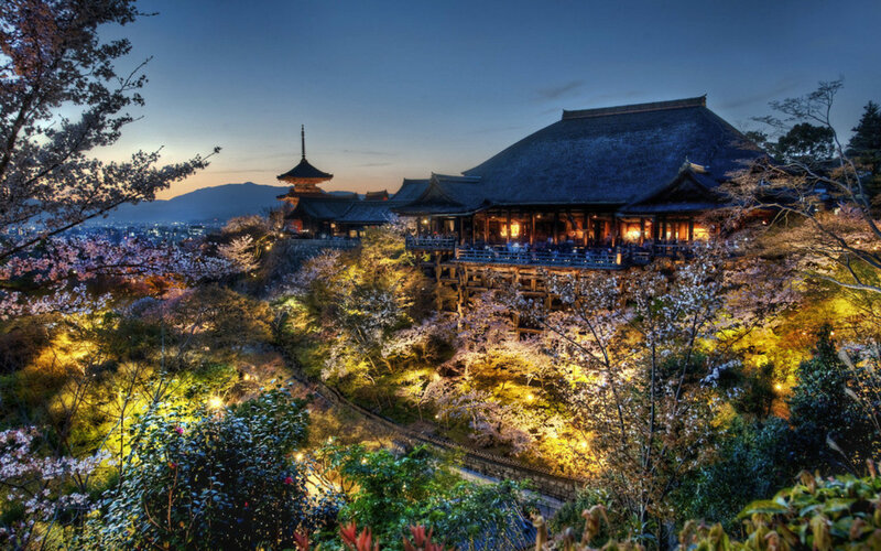 Kiyomizu-dera Temple — Blue, Serene, Night