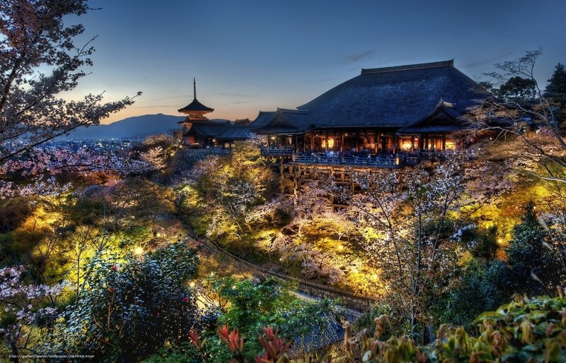 Kiyomizu-dera Temple — Blue, Serene, Sunset