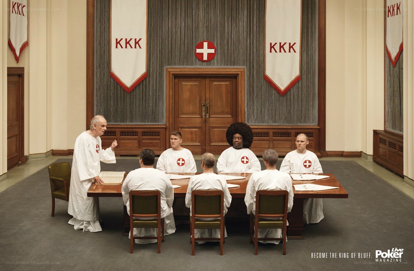 KKK meeting with poker ad