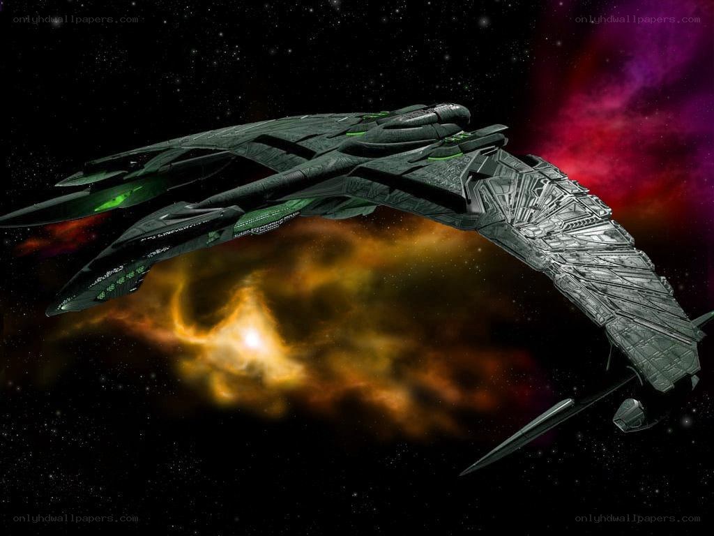 Klingon battle cruiser in space