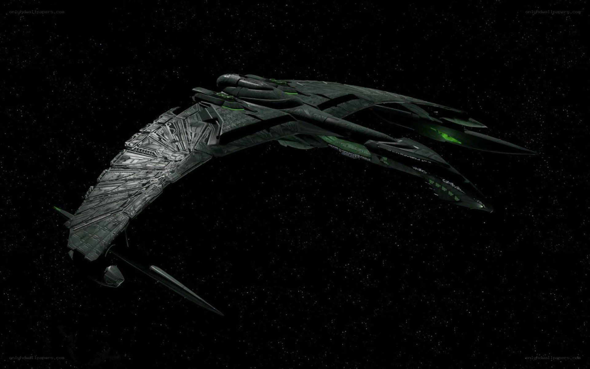 Klingon battle cruiser in space