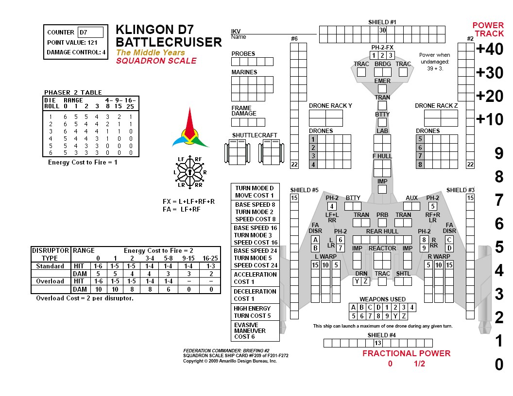 Klingon D7 Battlecruiser ship card