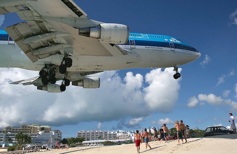 KLM Airplane Flying Low