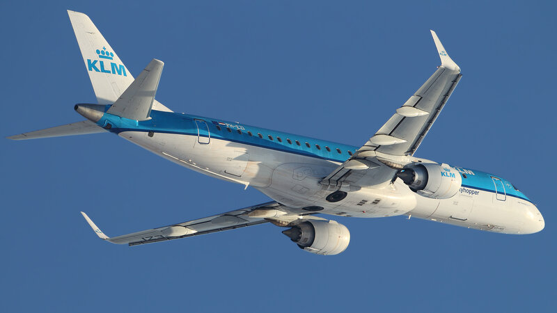 KLM Airplane in Flight — Blue