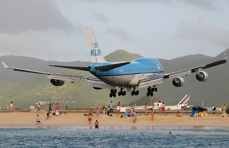 KLM Airplane Landing — Blue