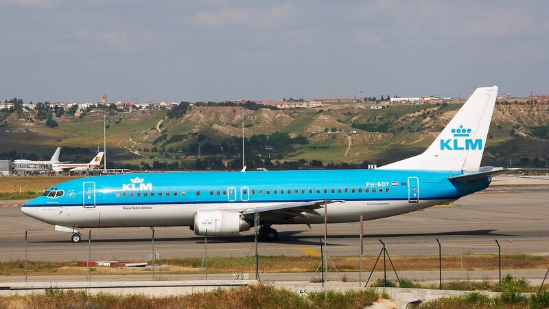 KLM Airplane on Tarmac — Blue, Calm