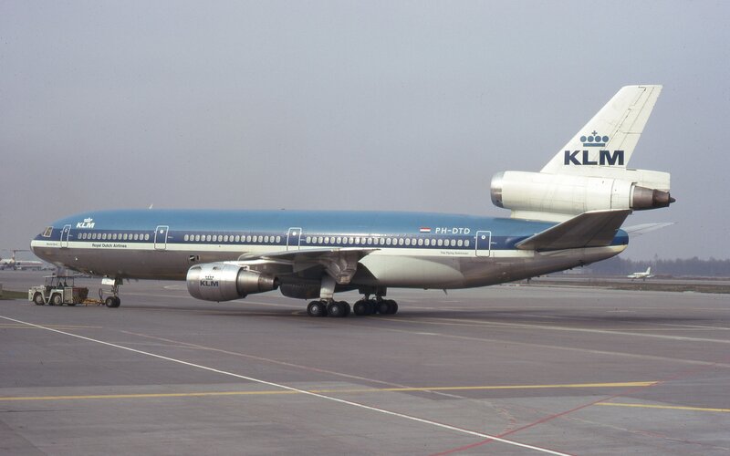KLM Airplane on Tarmac — Blue, Neutral