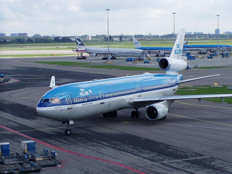 KLM Airplane on Tarmac — Blue