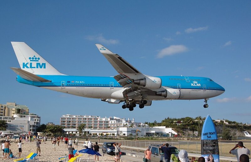KLM Boeing landing over beach