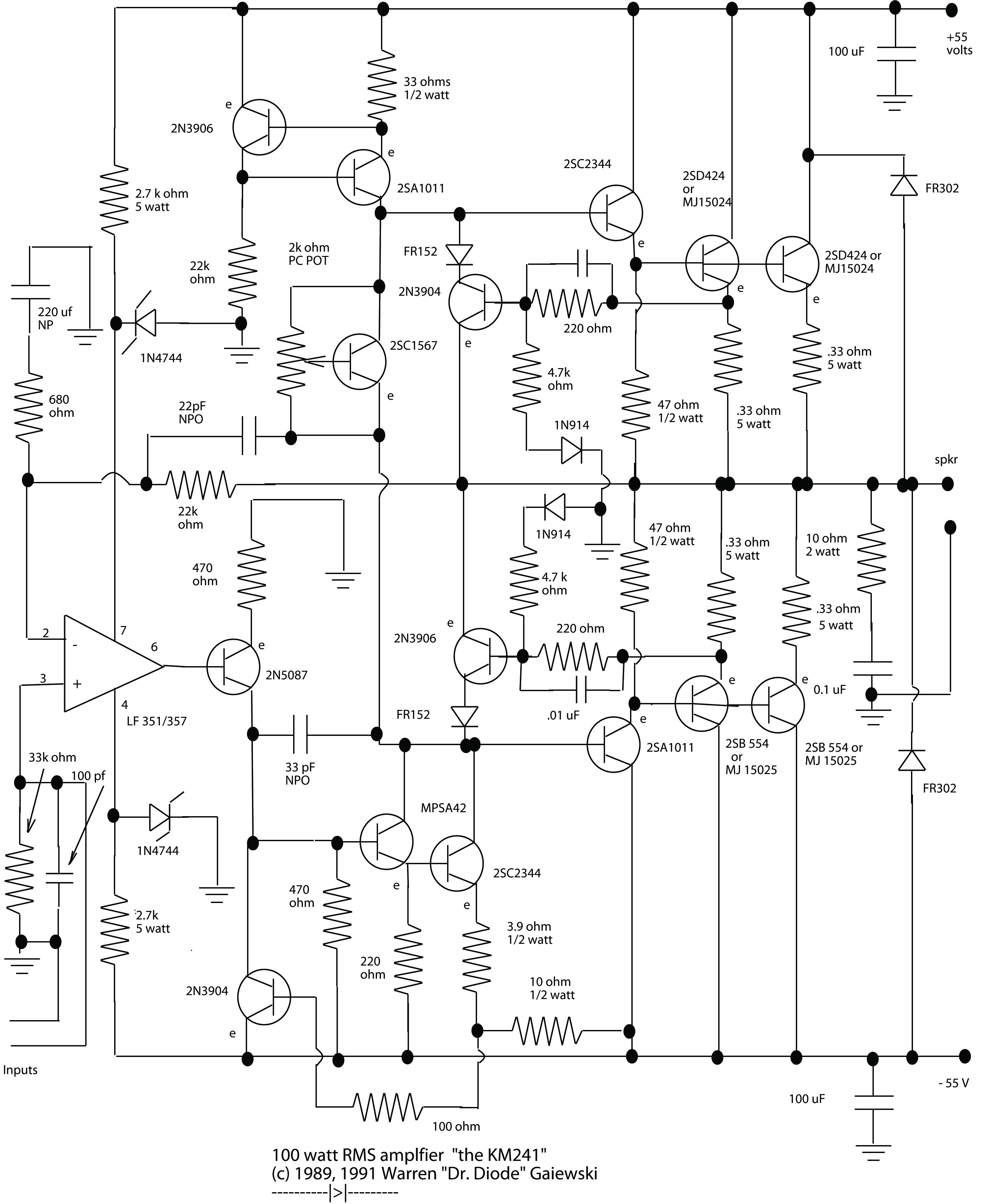 KM241 amplifier schematic