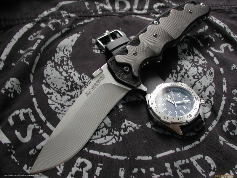 Knife and Watch on Fabric — Black
