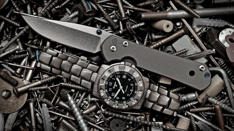Knife and Watch on Screws — Gray