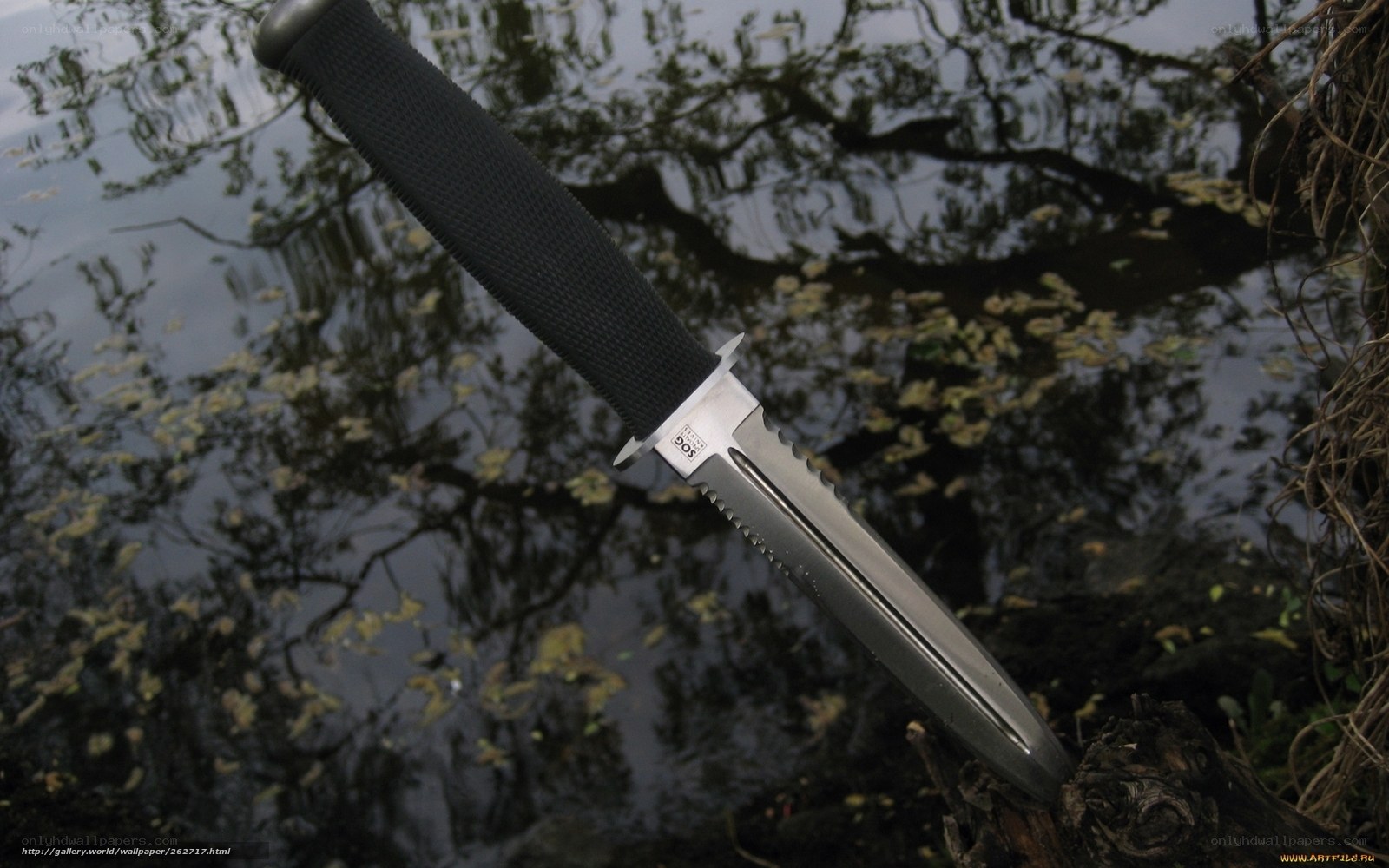knife by a river