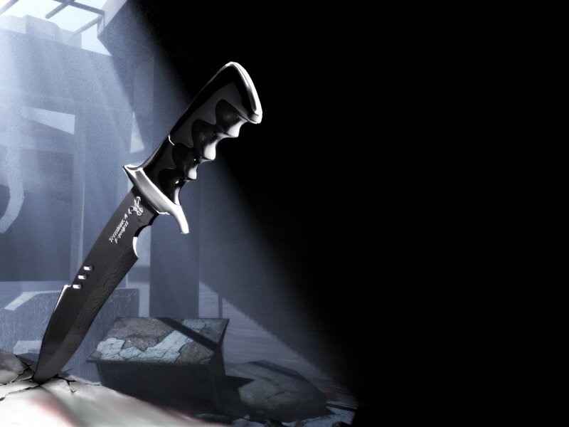 knife in dark room